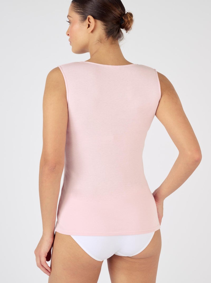 Débardeur fine côte guipure Thermolactyl thermique - Damart Rose clair - Kiabi