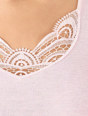 Débardeur fine côte guipure Thermolactyl thermique - Damart