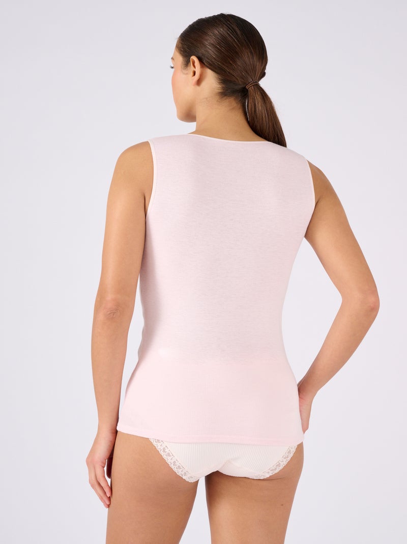 Débardeur fine côte guipure Thermolactyl thermique - Damart Rose - Kiabi