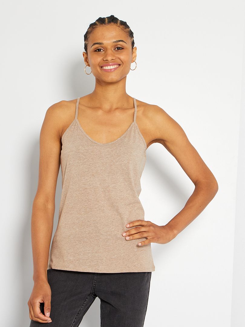 Débardeur DELiA*s Beige - Racerback, Taille Junior L, 50% Coton 50% Polyester - Occasion Très Bon état