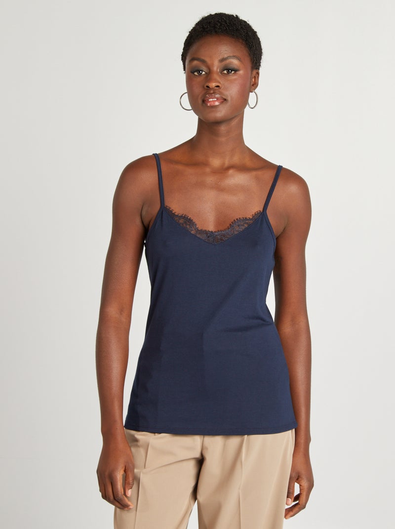 Débardeur fines bretelles Bleu marine - Kiabi