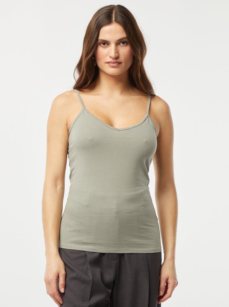 Débardeur fines bretelles Kaki clair - Kiabi