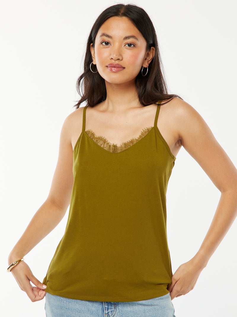 Débardeur fines bretelles Kaki - Kiabi