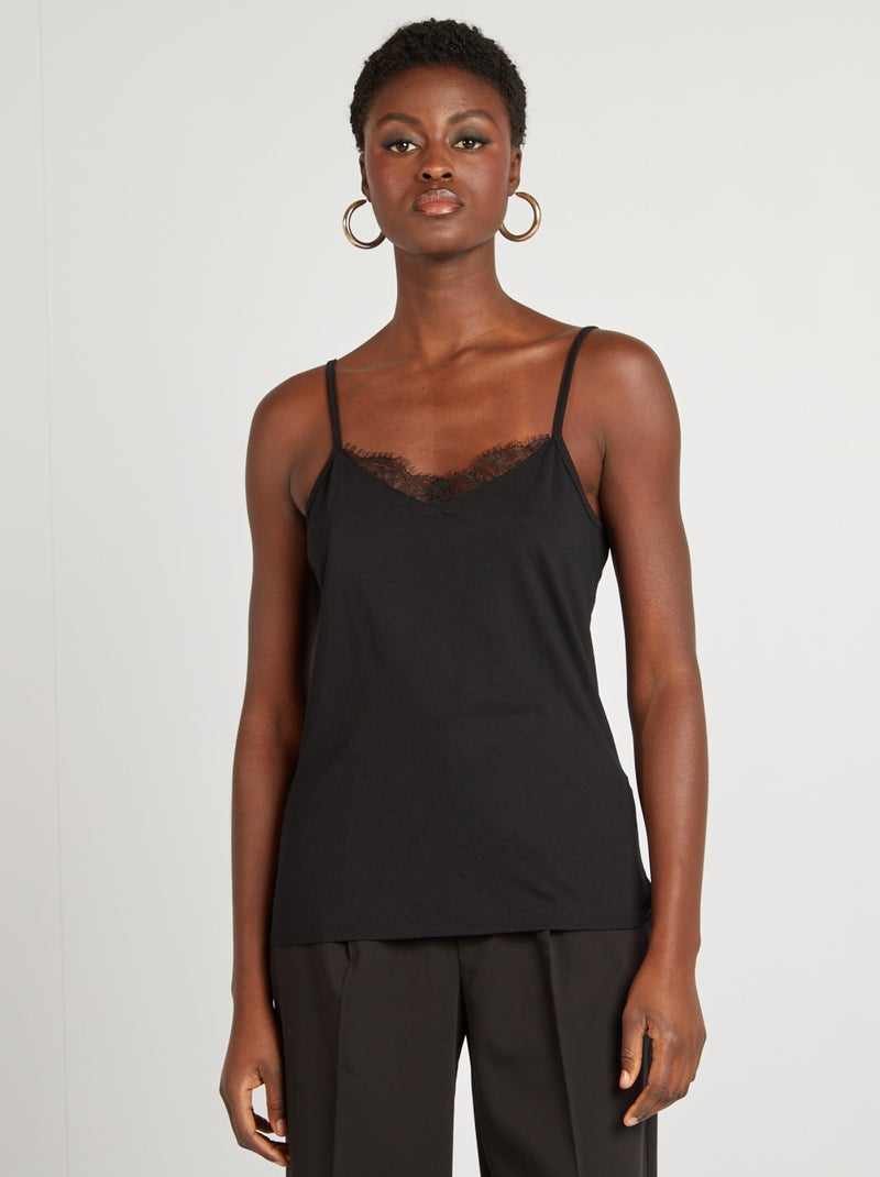 Débardeur fines bretelles Noir - Kiabi