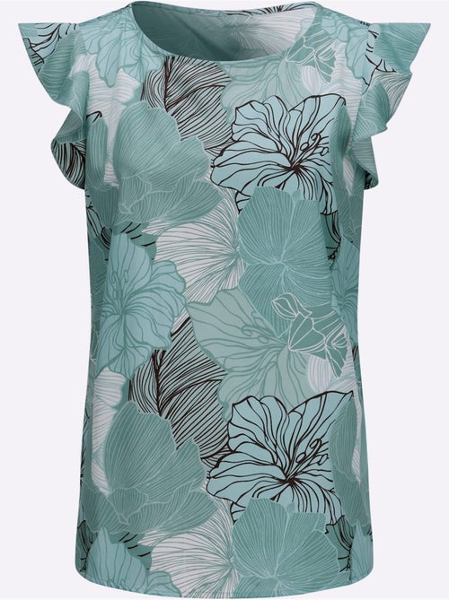 Débardeur fluide avec imprimé floral et manches courtes - Taille standard - Moda Vilona - Kiabi Débardeur fluide avec imprimé floral et manches courtes - Taille standard - Moda Vilona - Kiabi