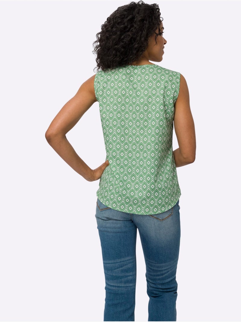 Débardeur Fronce Légère à L'encolure - Taille Standard - Moda Vilona Beige/Vert - Kiabi