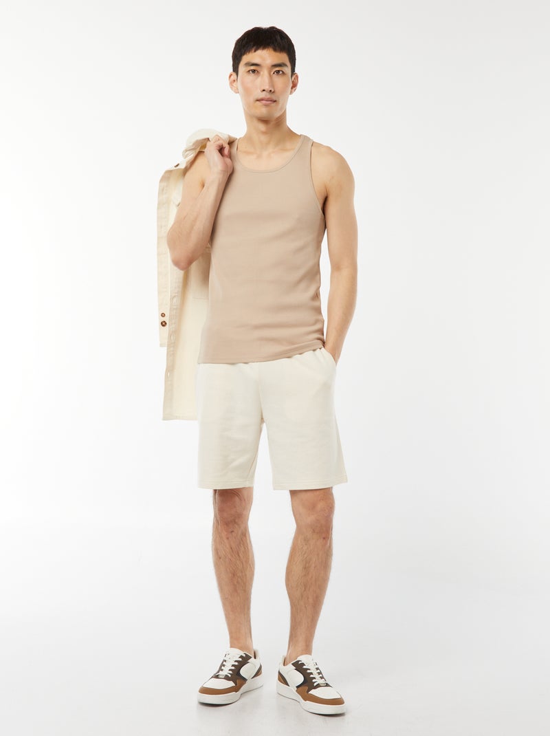 Débardeur homme en coton à col rond Beige - Kiabi