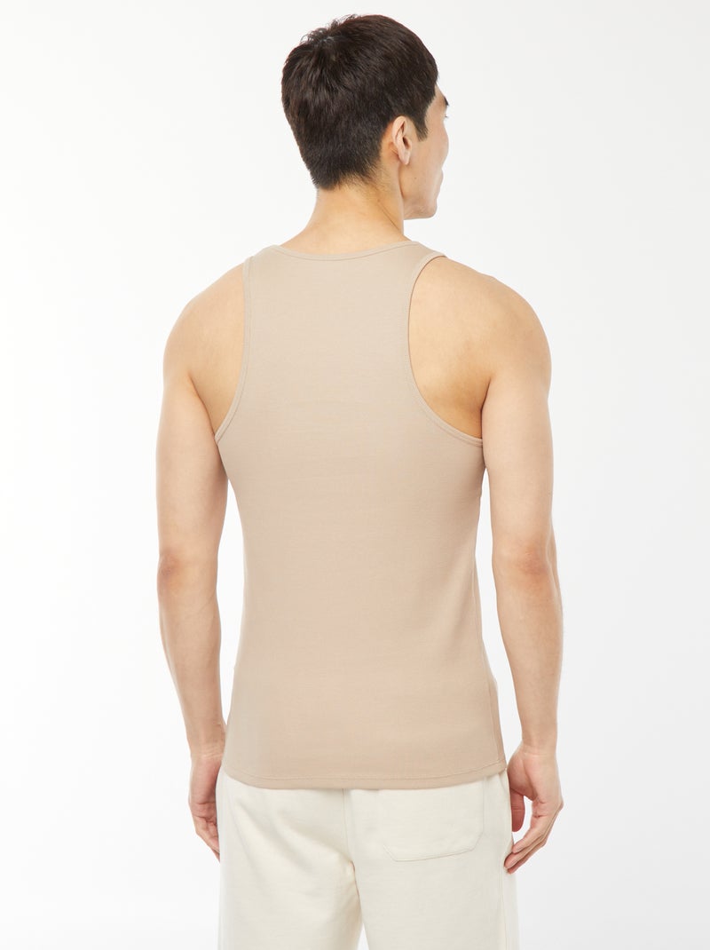 Débardeur homme en coton à col rond Beige - Kiabi