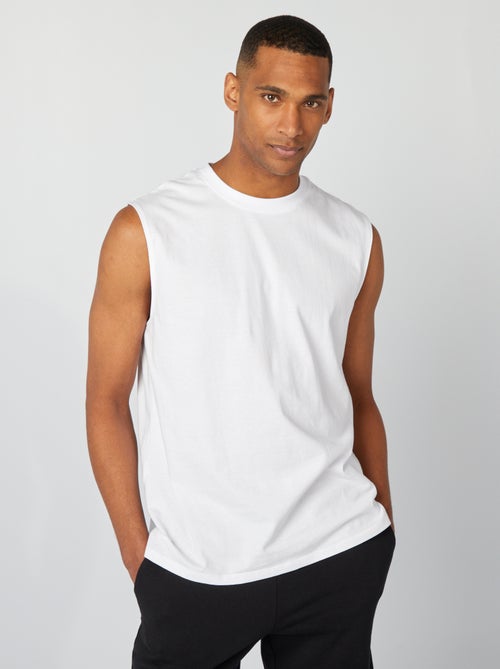 Débardeur homme en coton à col rond et motif fantaisie - Kiabi