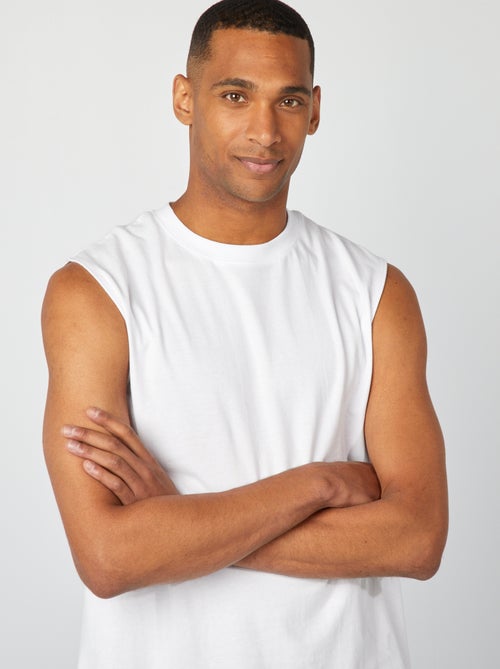 Débardeur homme en coton à col rond et motif fantaisie - Kiabi