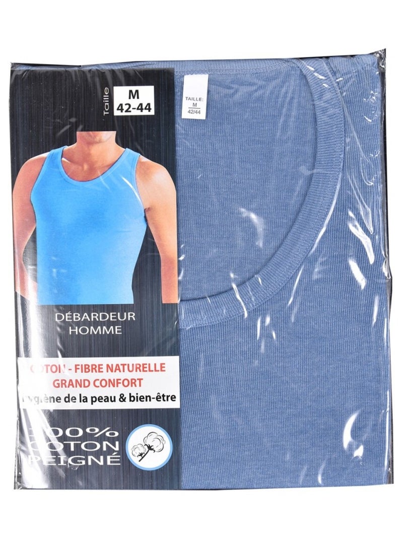 Débardeur Homme Fibre Naturelle Grand Confort Bleu - Kiabi