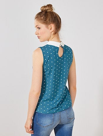 Débardeur imprimé col Claudine - Kiabi