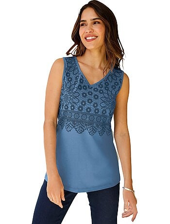 Débardeur Imprimé Dentelle Tendance - Taille Standard - Moda Vilona