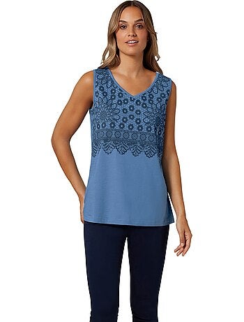 Débardeur Imprimé Dentelle Tendance - Taille Standard - Moda Vilona