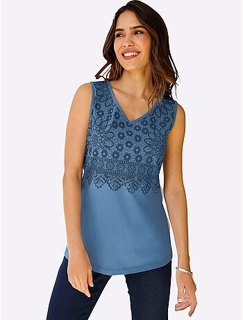 Débardeur Imprimé Dentelle Tendance - Taille Standard - Moda Vilona
