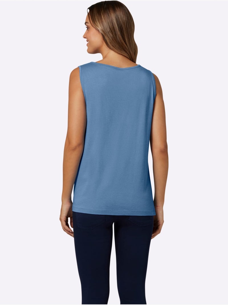 Débardeur Imprimé Dentelle Tendance - Taille Standard - Moda Vilona Bleu Bleu - Kiabi