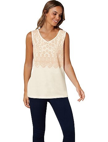 Débardeur Imprimé Dentelle Tendance - Taille Standard - Moda Vilona