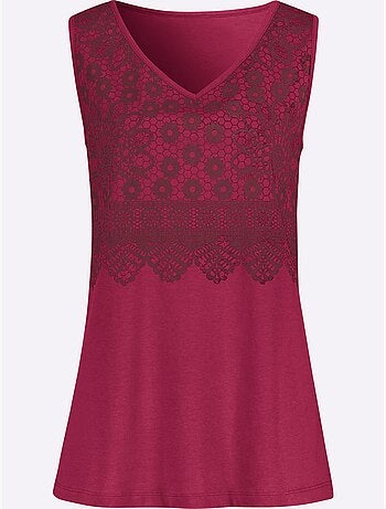 Débardeur imprimé dentelle tendance - taille standard - moda vilona