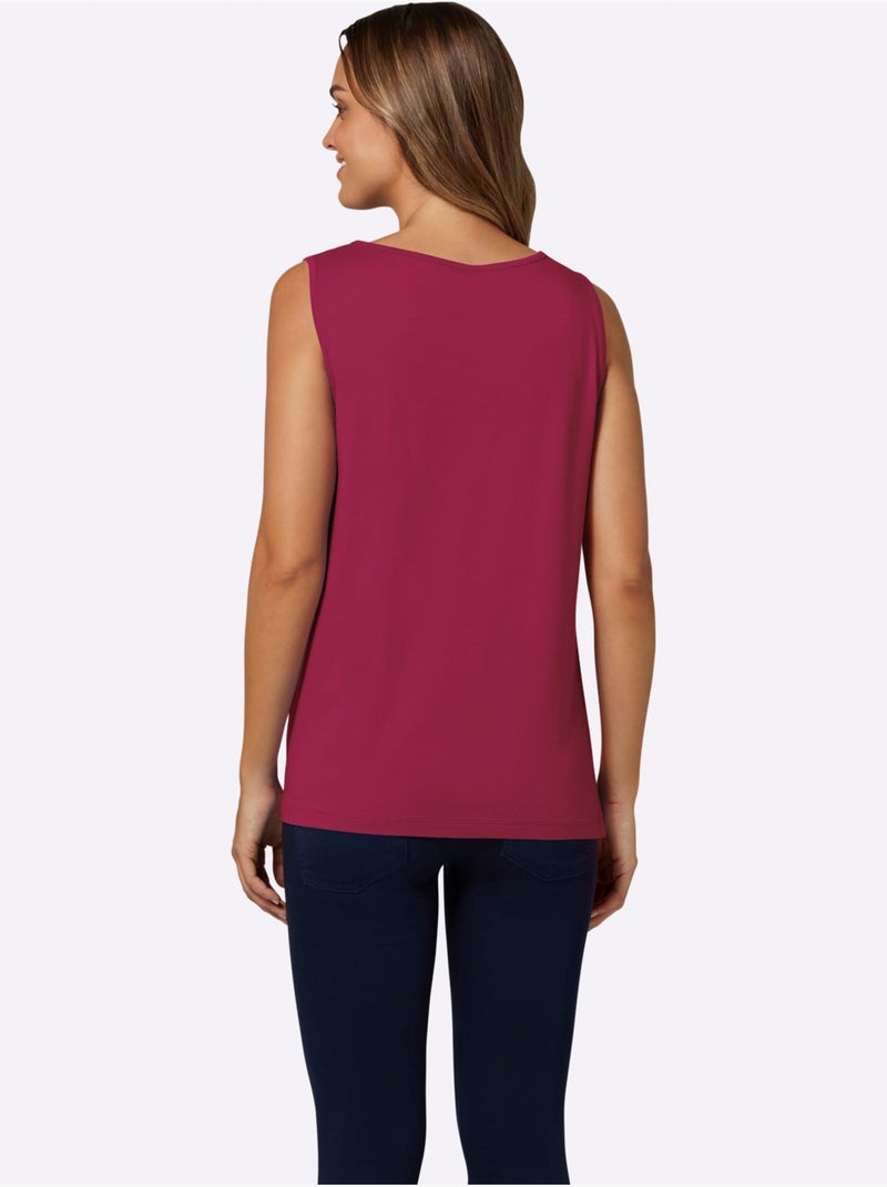 Débardeur imprimé dentelle tendance - taille standard - moda vilona Framboise - Kiabi