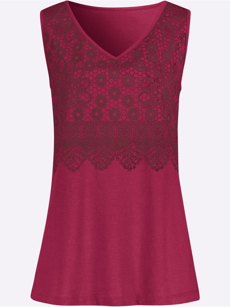 Débardeur imprimé dentelle tendance - taille standard - moda vilona Framboise - Kiabi