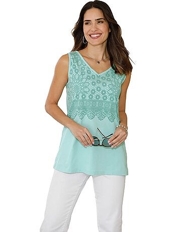 Débardeur Imprimé Dentelle Tendance - Taille Standard - Moda Vilona