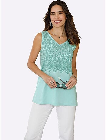 Débardeur Imprimé Dentelle Tendance - Taille Standard - Moda Vilona