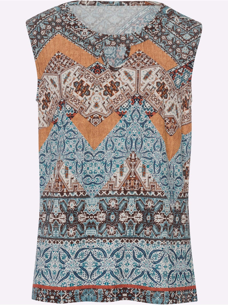 Débardeur imprimé ethnique mode - taille standard - helline Orange - Kiabi