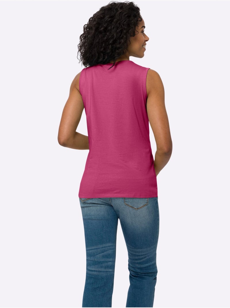 Débardeur Imprimé Floral - Taille Standard - Moda Vilona Blanc Rose - Kiabi