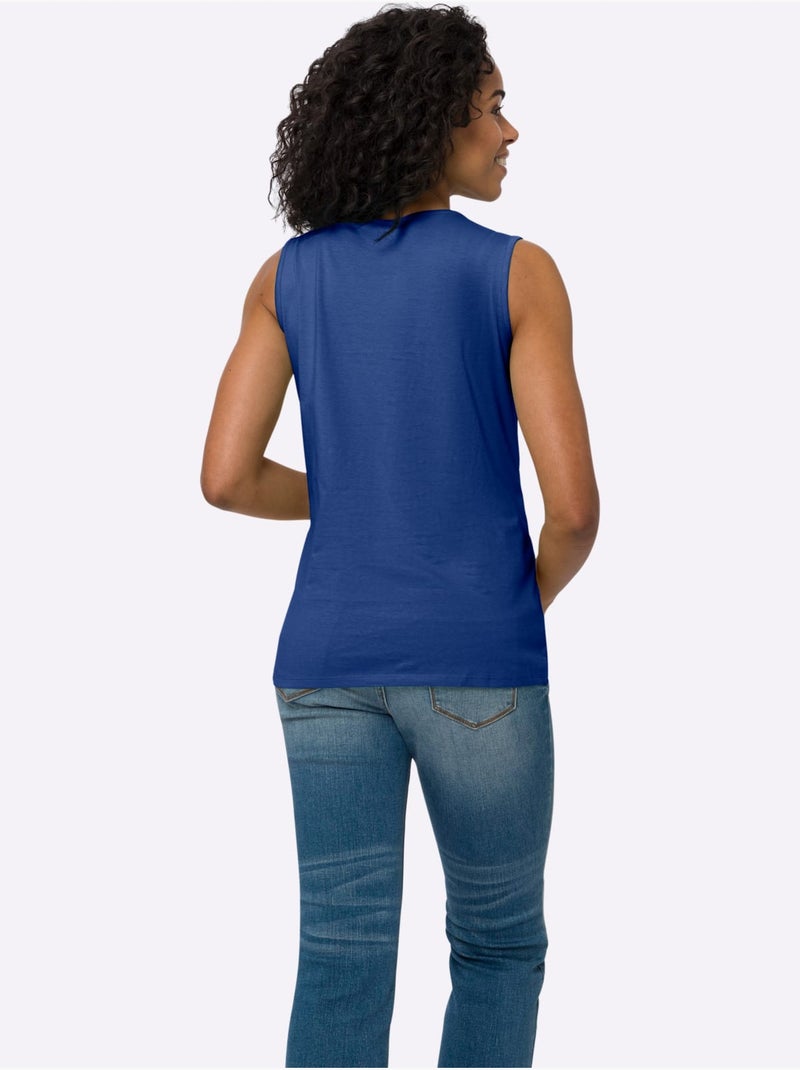 Débardeur Imprimé Floral - Taille Standard - Moda Vilona Bleu Blanc - Kiabi