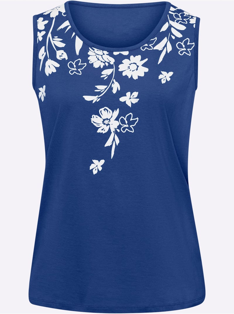 Débardeur Imprimé Floral - Taille Standard - Moda Vilona Bleu Bleu Blanc - Kiabi