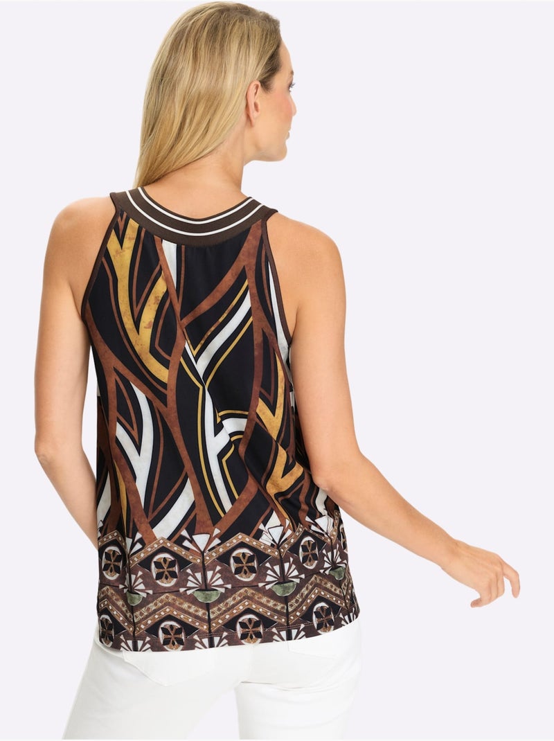Débardeur Imprimé Original - Taille Standard - Helline Noir Marron - Kiabi