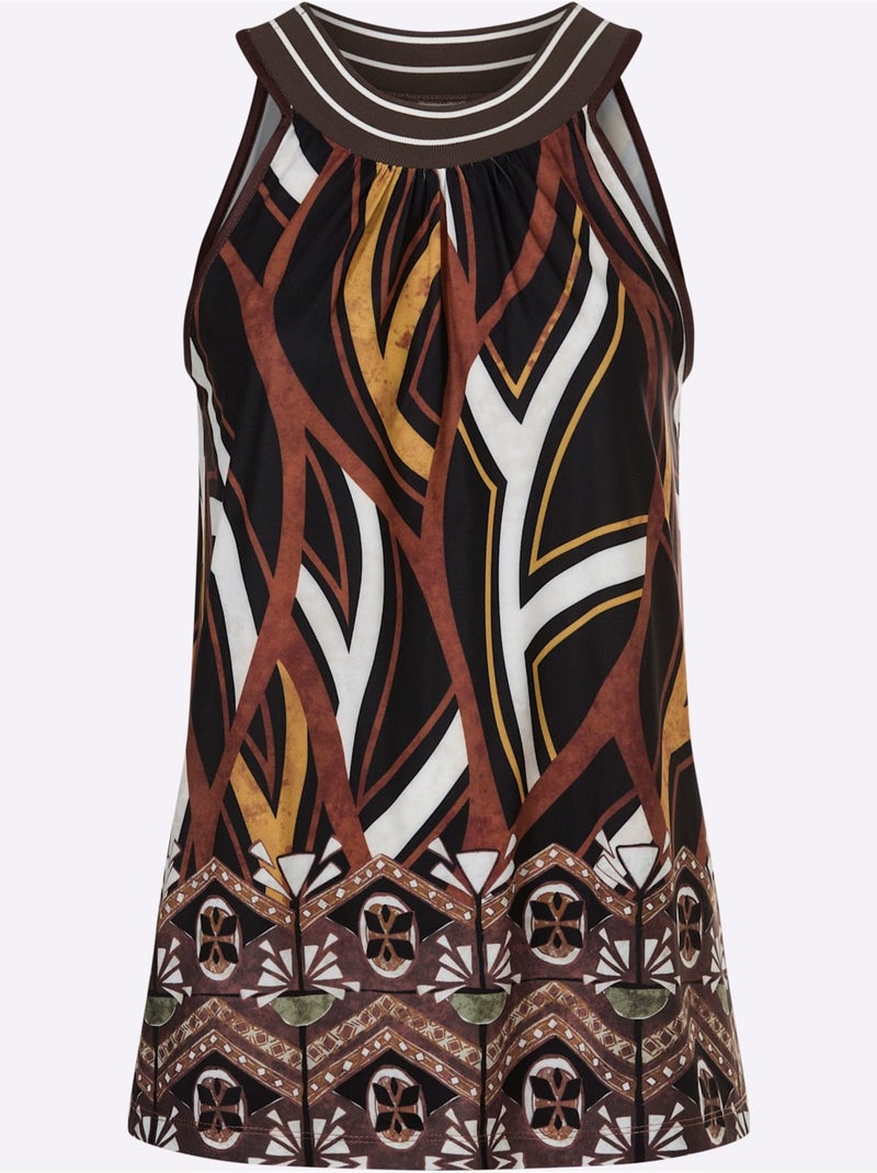 Débardeur Imprimé Original - Taille Standard - Helline Noir Marron - Kiabi
