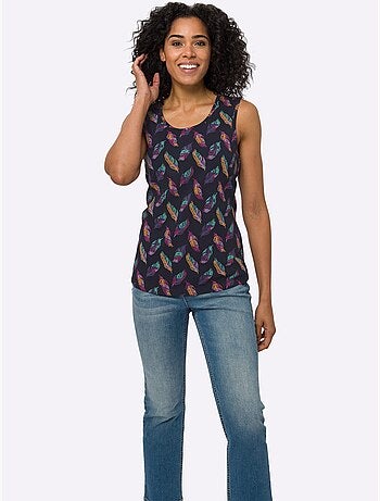 Débardeur Imprimé Plumes - Taille Standard - Moda Vilona