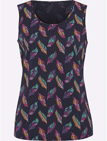 Débardeur Imprimé Plumes - Taille Standard - Moda Vilona