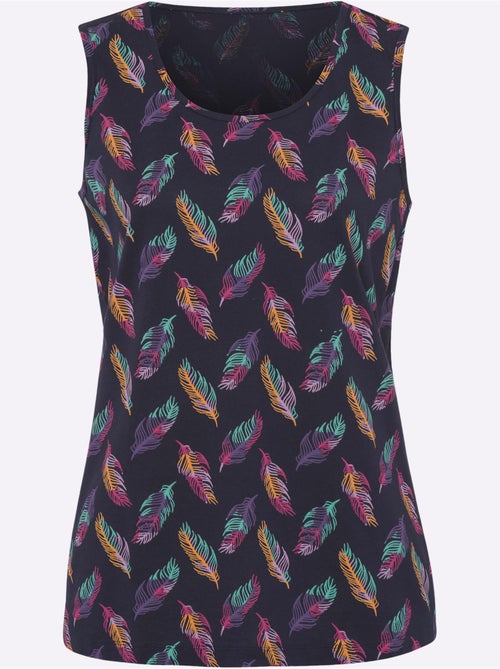 Débardeur Imprimé Plumes - Taille Standard - Moda Vilona - Kiabi