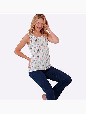Débardeur Imprimé Plumes - Taille Standard - Moda Vilona