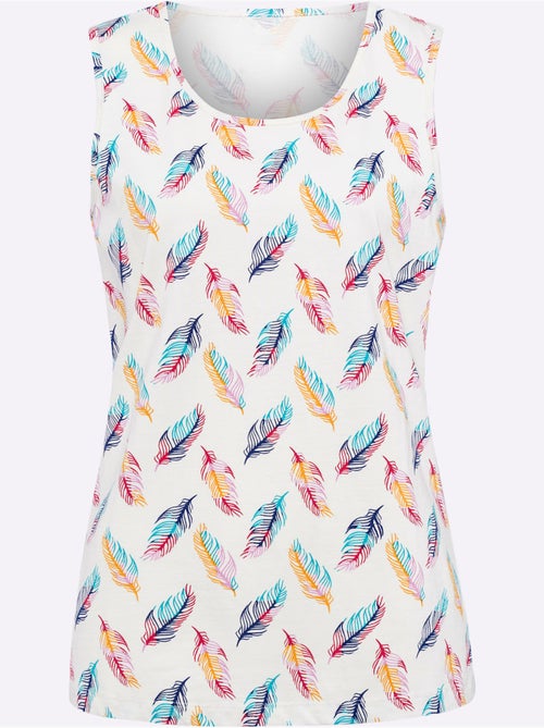 Débardeur Imprimé Plumes - Taille Standard - Moda Vilona - Kiabi