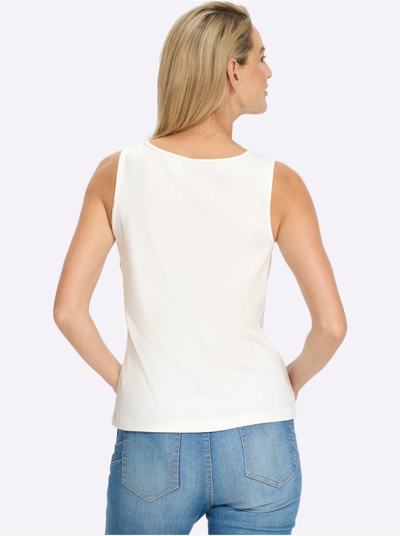 Débardeur Inscription Tendance - Taille Standard - Helline Ecru - Kiabi