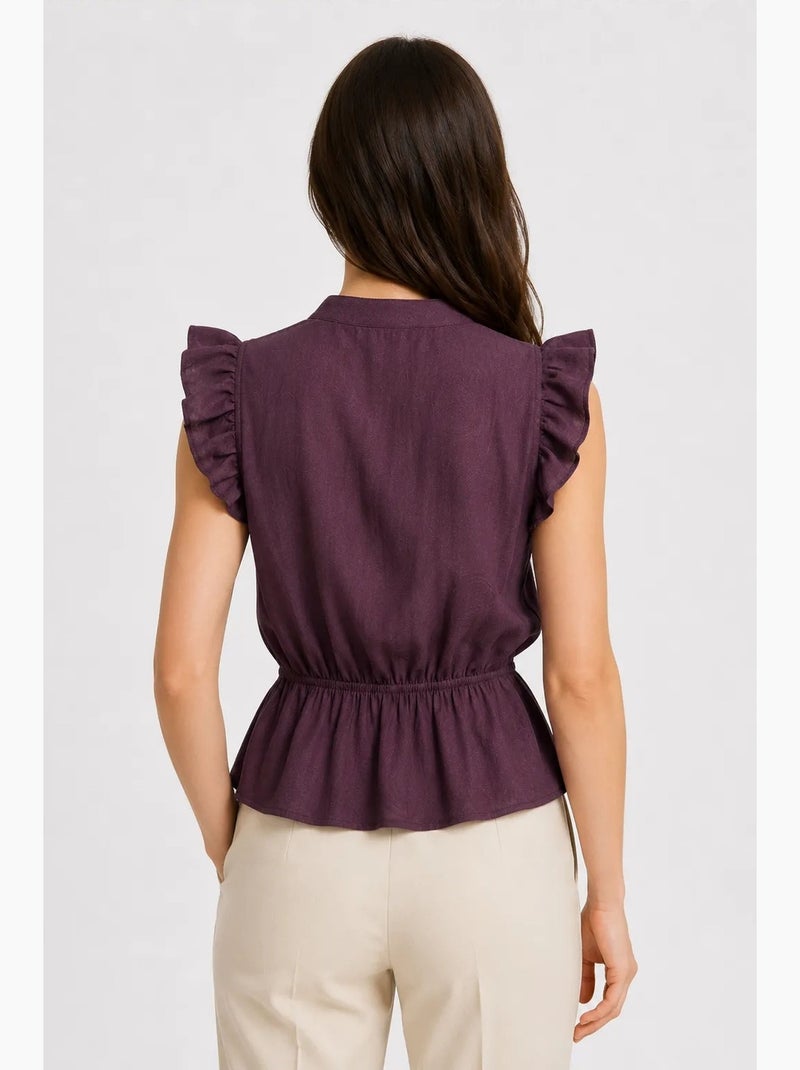 Débardeur jacquard texturé péplum mixray Violet - Kiabi