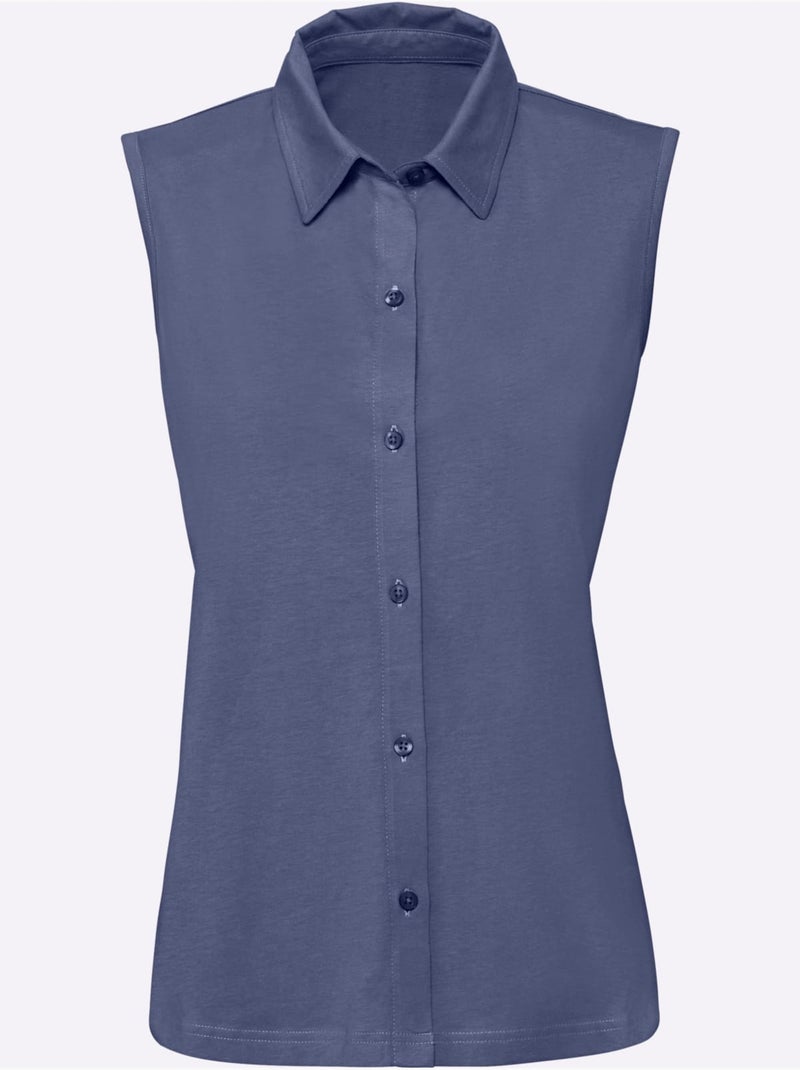 Débardeur Jersey Fin - Taille Standard - Moda Vilona Bleu jean - Kiabi