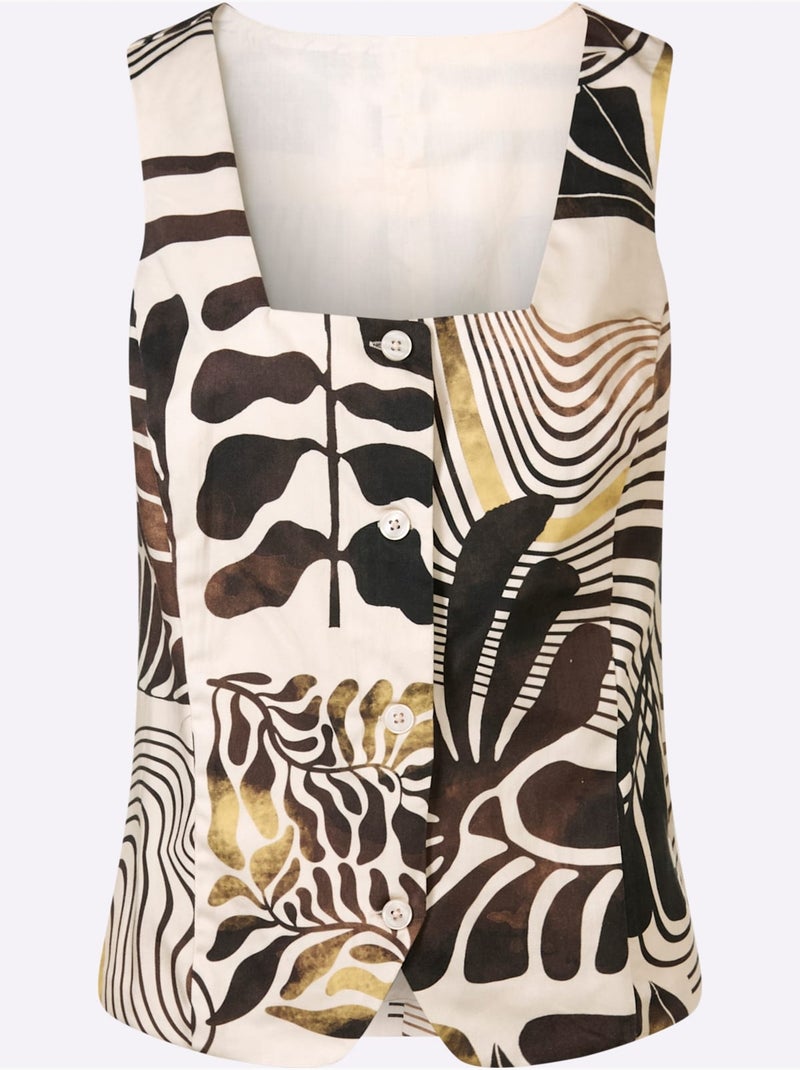 Débardeur Joli Imprimé - Taille Standard - Helline Blanc Marron - Kiabi