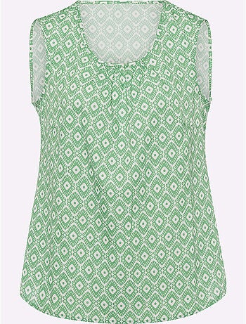 Débardeur léger à l'encolure avec fronces et motif minimaliste - Taille standard - Moda Vilona