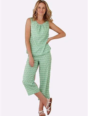 Débardeur léger à l'encolure avec fronces et motif minimaliste - Taille standard - Moda Vilona