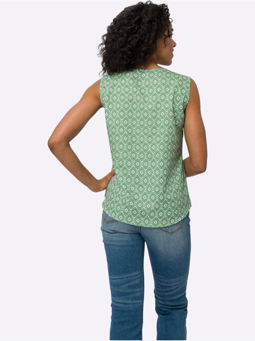 Débardeur léger à l'encolure avec fronces et motif minimaliste - Taille standard - Moda Vilona - Kiabi Débardeur léger à l'encolure avec fronces et motif minimaliste - Taille standard - Moda Vilona - Kiabi