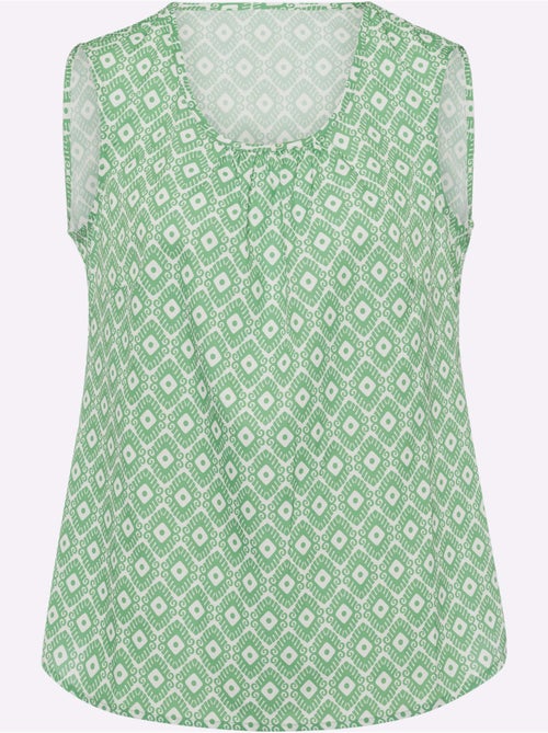 Débardeur léger à l'encolure avec fronces et motif minimaliste - Taille standard - Moda Vilona - Kiabi Débardeur léger à l'encolure avec fronces et motif minimaliste - Taille standard - Moda Vilona - Kiabi