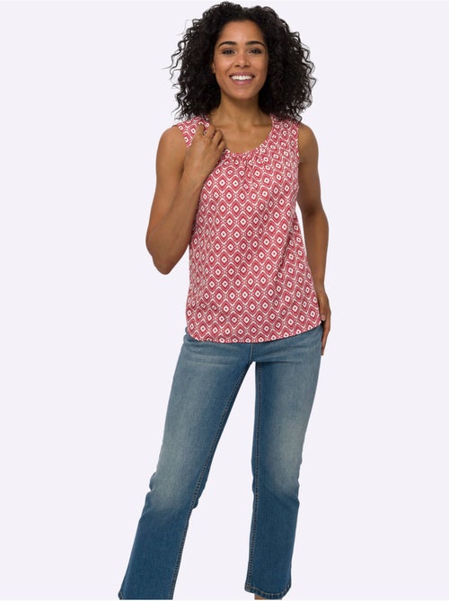 Débardeur léger avec fronces à l'encolure et motif minimaliste - Taille standard - Moda Vilona - Kiabi Débardeur léger avec fronces à l'encolure et motif minimaliste - Taille standard - Moda Vilona - Kiabi