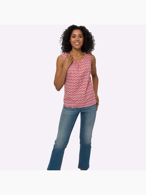 Débardeur léger avec fronces à l'encolure et motif minimaliste - Taille standard - Moda Vilona - Kiabi Débardeur léger avec fronces à l'encolure et motif minimaliste - Taille standard - Moda Vilona - Kiabi