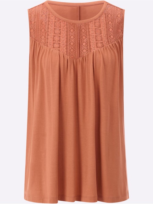 Débardeur léger en viscose avec dentelle et fronces - Taille standard - Moda Vilona - Kiabi Débardeur léger en viscose avec dentelle et fronces - Taille standard - Moda Vilona - Kiabi