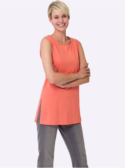 Débardeur long à col arrondi avec fentes latérales extra-longues - Taille standard - Moda Vilona - Kiabi Débardeur long à col arrondi avec fentes latérales extra-longues - Taille standard - Moda Vilona - Kiabi