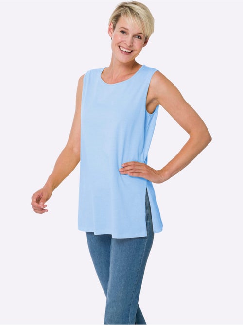 Débardeur long à col rond avec fentes latérales en matière douce - Taille standard - Moda Vilona - Kiabi Débardeur long à col rond avec fentes latérales en matière douce - Taille standard - Moda Vilona - Kiabi
